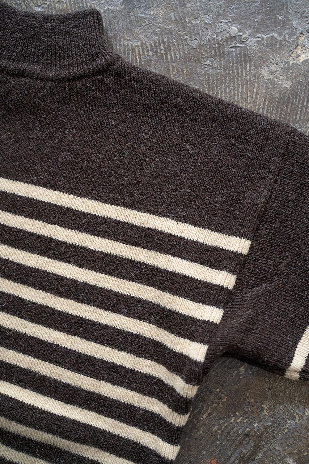 Hard twisted Shetlandwool GOB sweater(BROWN×IVORY)