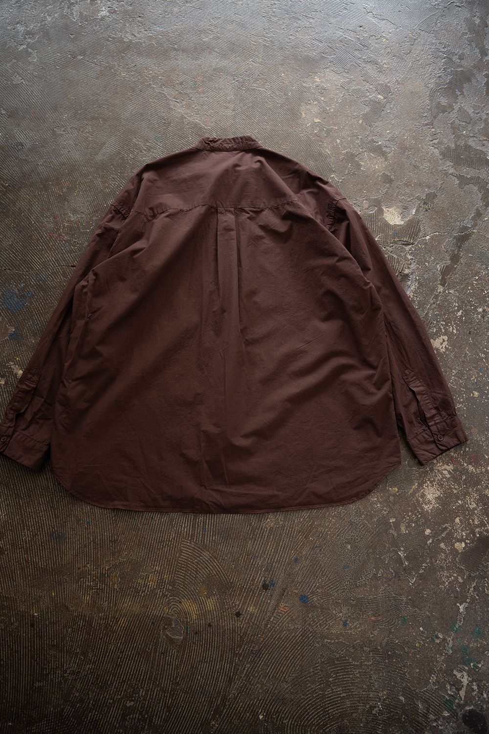 【26AW】ガーメントダイバンドカラーオーバーシャツ(REDDISH BROWN)