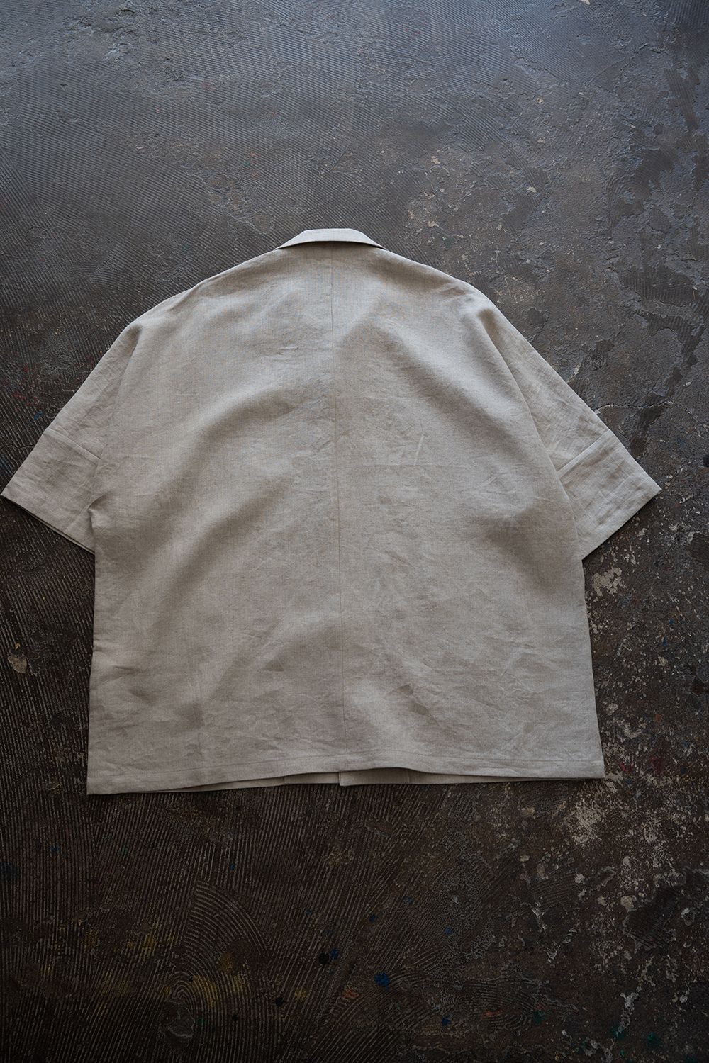 【26SS】ドルマンスリーブリネンオープンカラー半袖シャツ(OATMEAL)