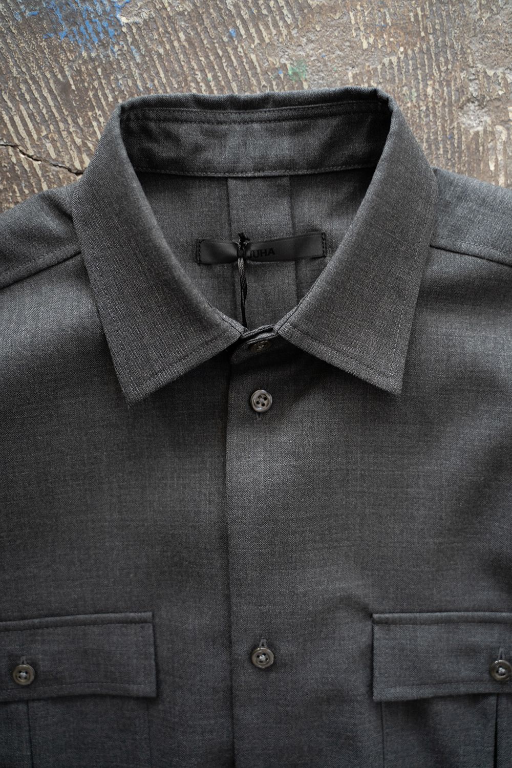 【ラスト1点】【24SS】Tropical Cloth Crop Shirt/トロピカルクロスクロップシャツ(CHARCOAL)