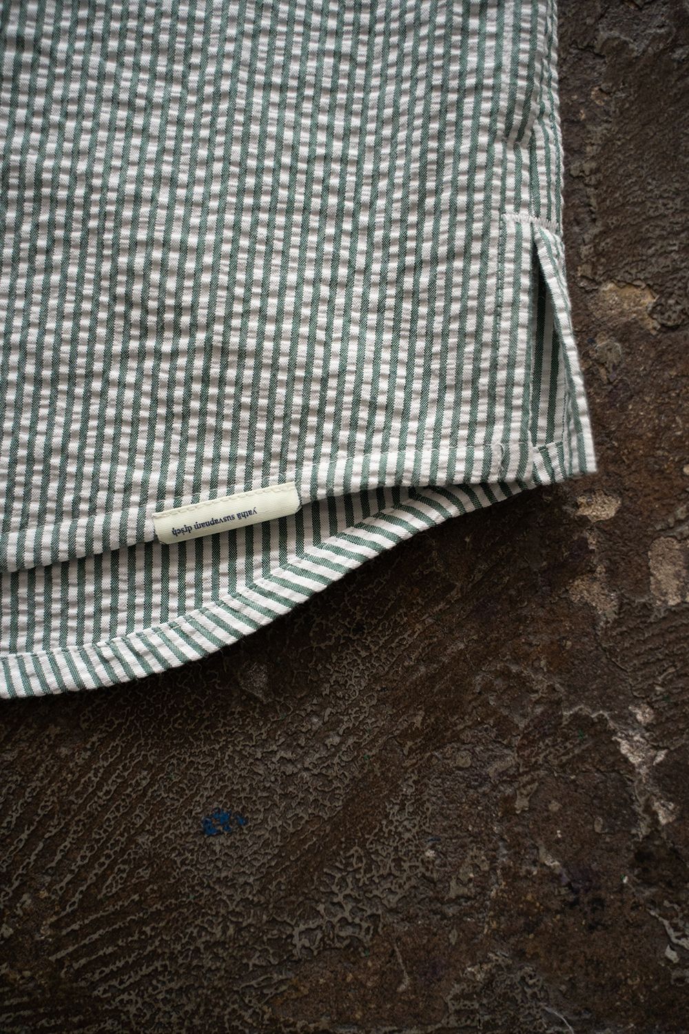 【ラスト1点】【25SS】"nite game"pajama(seersucker GREEN STRIPE)【ユニセックス】【セットアップ】
