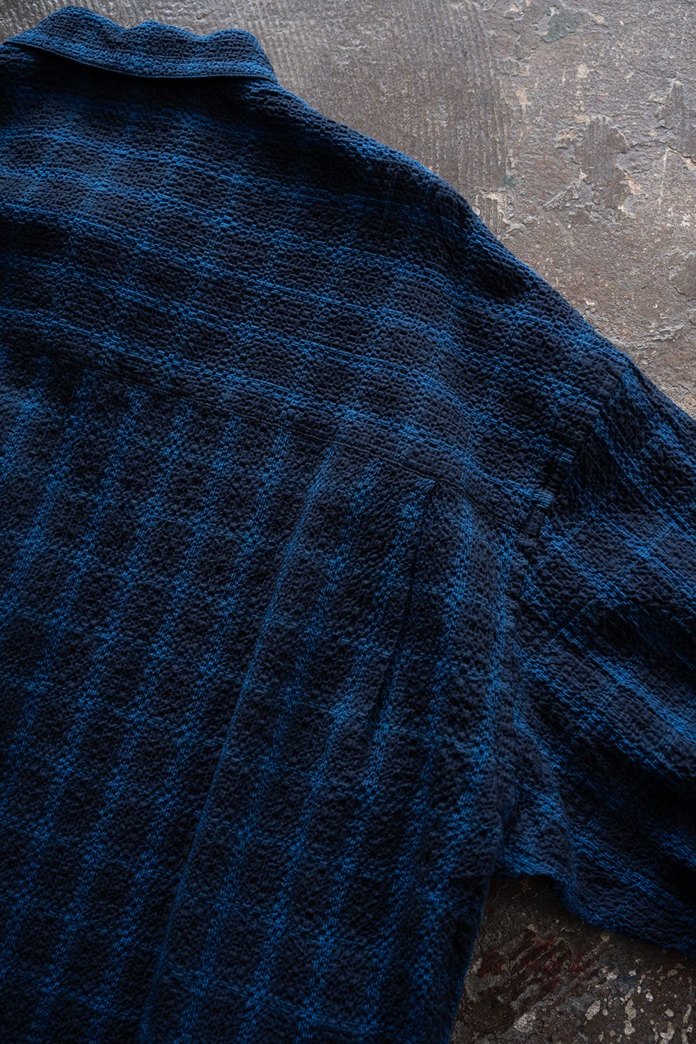 【ラスト1点】【26SS】Overdyed Seersucker Check Shirt(BLUE CHECK)