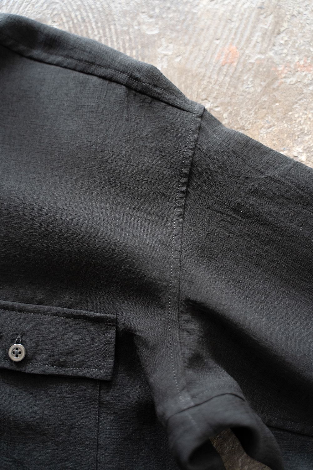 【ラスト1点】【22SS】Sheer Band Collar Shirt/シアーバンドカラーシャツ(BLACK)