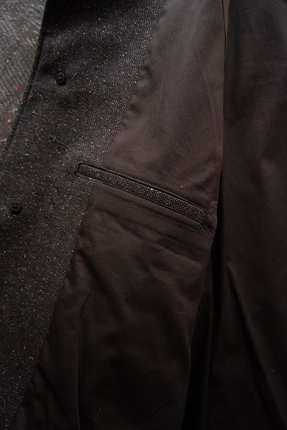 【26AW】ウール×シルクステンカラーハーフコート(DARK BROWN)
