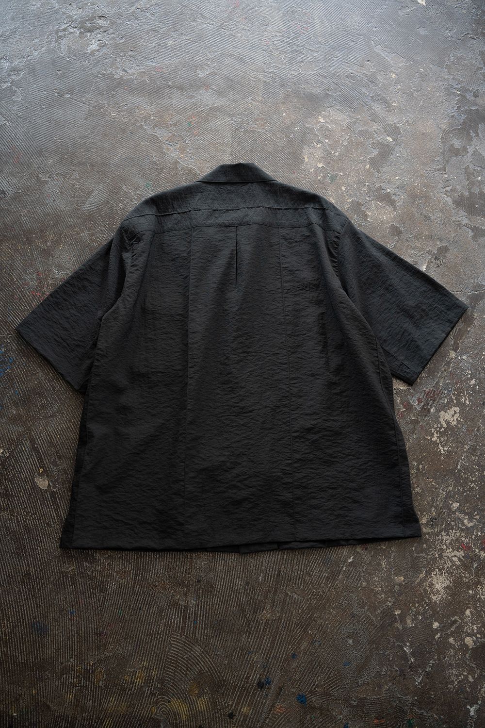 【26SS】ピンタックオープンカラー半袖シャツ(CHARCOAL)