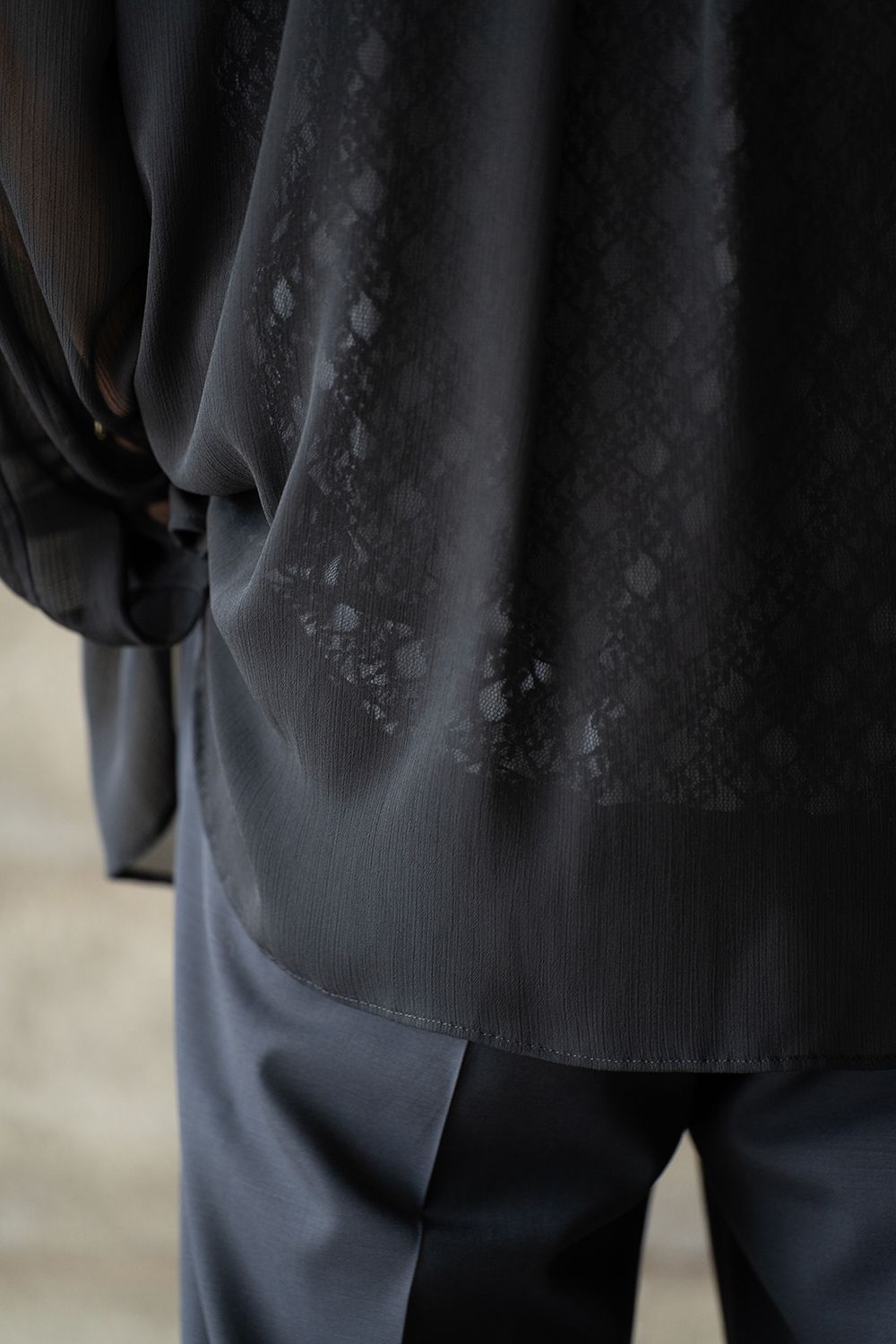 【ラスト1点】【24SS】Oversized Sheer Shirt/オーバーサイズドシアーシャツ(BLACK)
