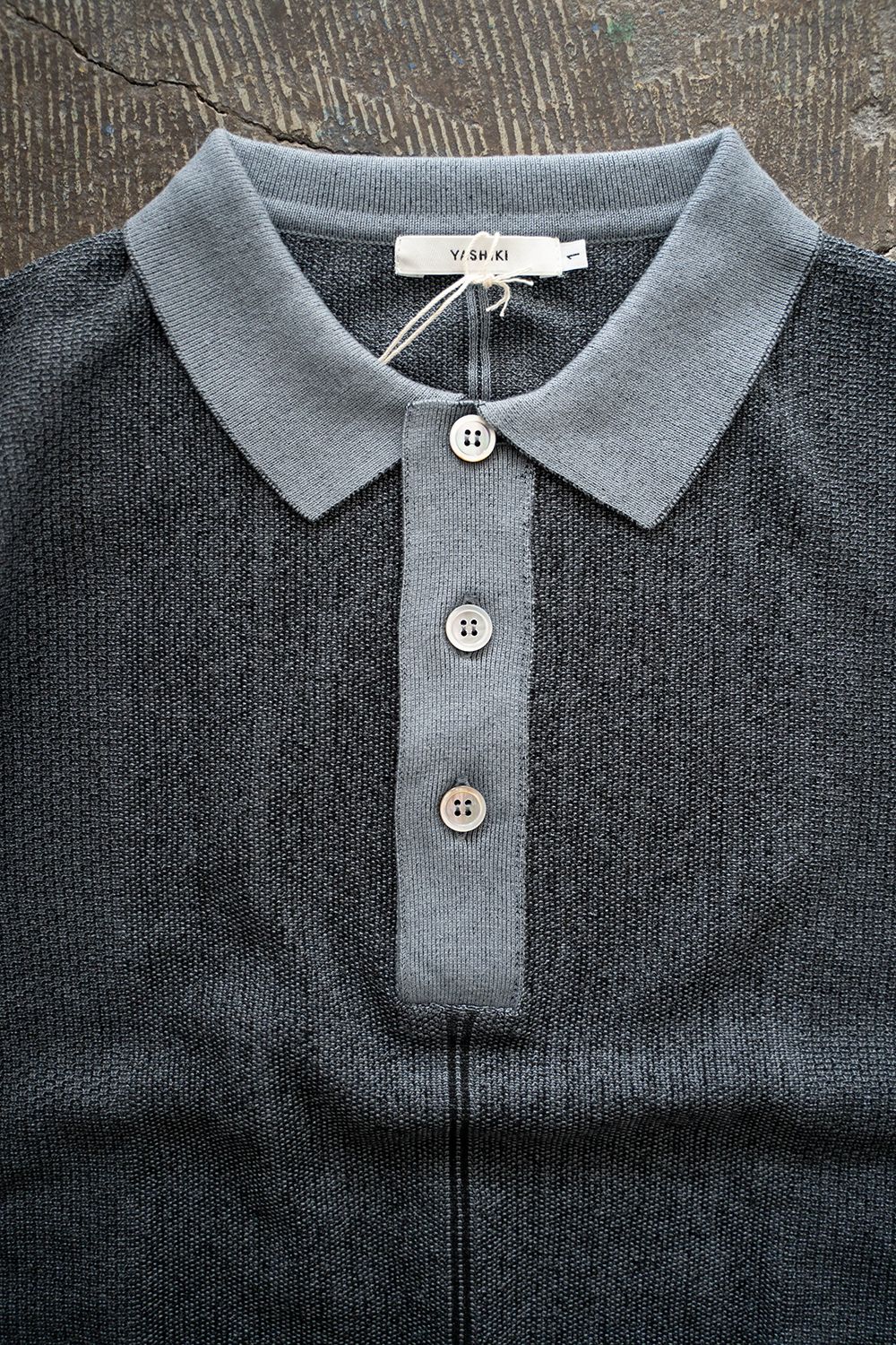 YASHIKI - 【25SS】Umiiro Knit Polo(BLUE) | Salty