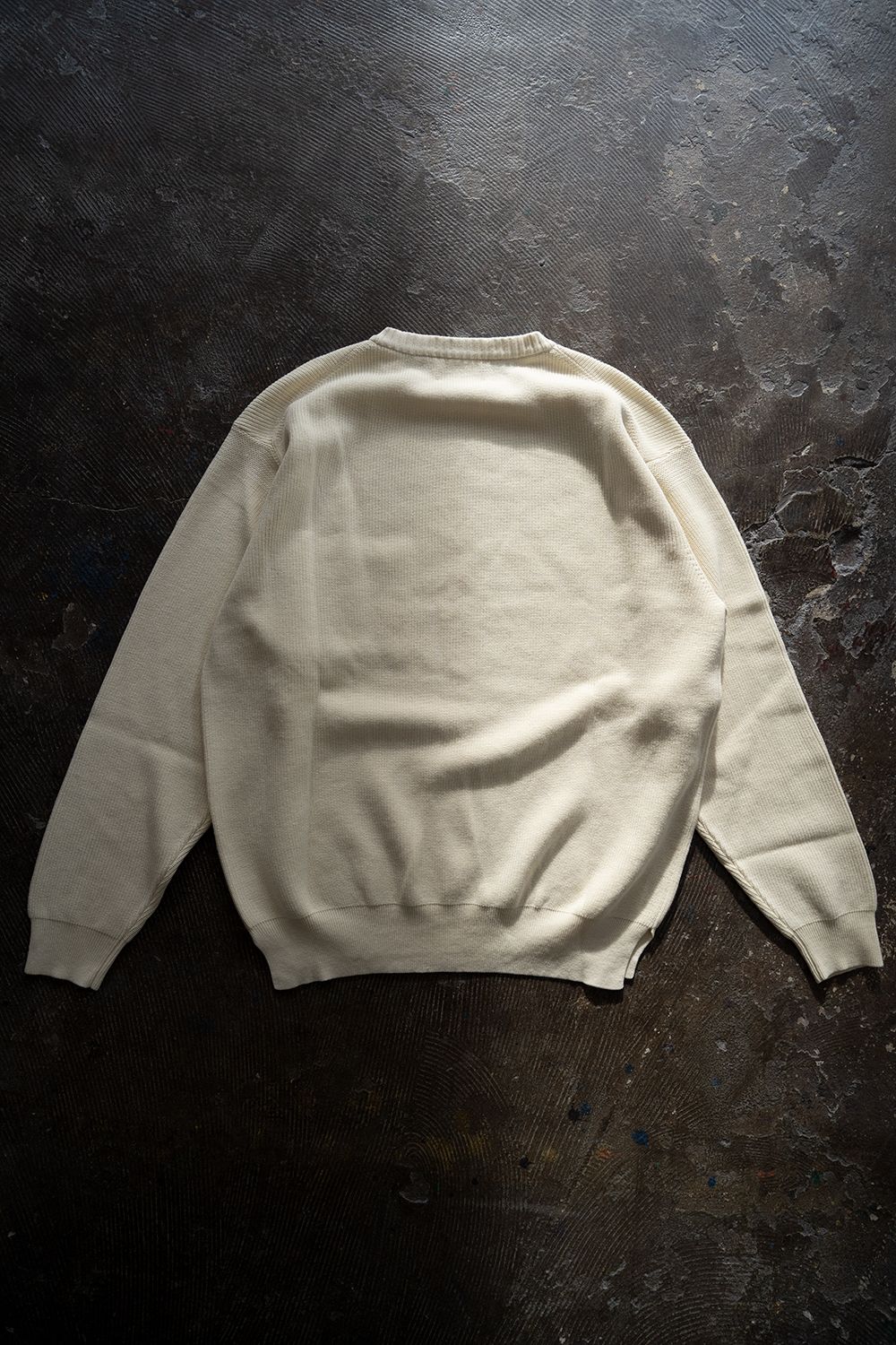 【ラスト1点】コットン×ウール畔編みニット(CREAM)