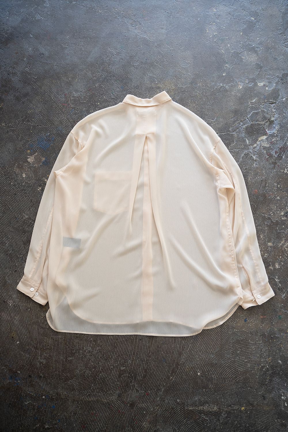 【ラスト1点】【24SS】Oversized Sheer Shirt/オーバーサイズドシアーシャツ(ECRU)