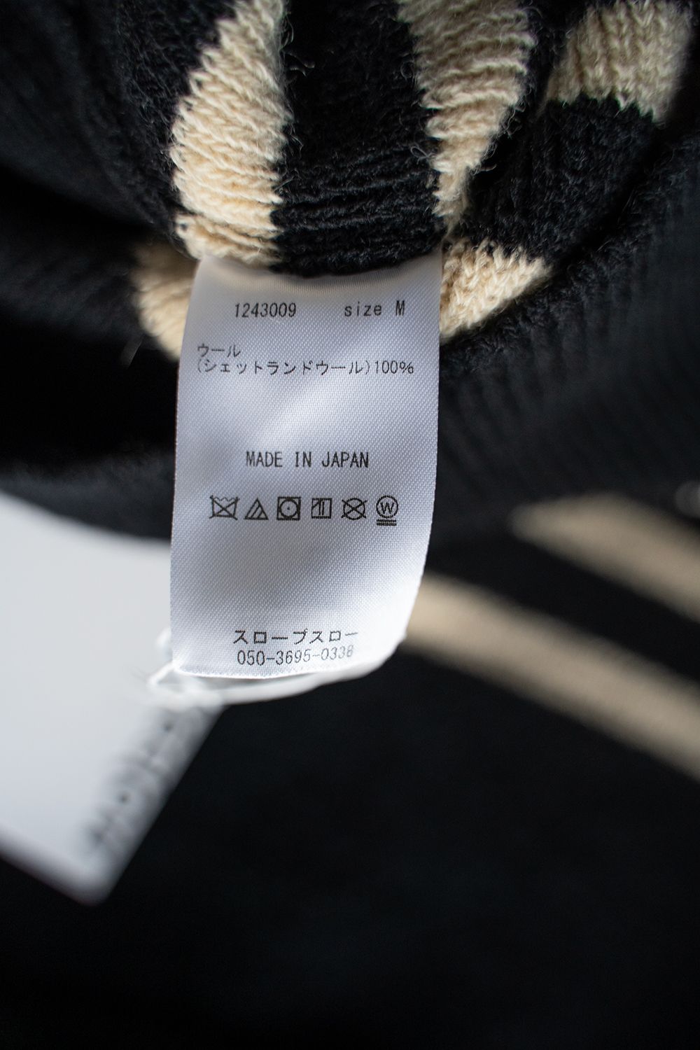 【ラスト1点】Hard twisted Shetlandwool GOB sweater(BLACK×IVORY)