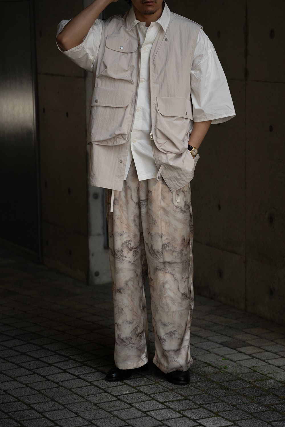 【ラスト1点】【25SS】Abstract Wide Easy Pants/アブストラクトワイドイージーパンツ(IVORY)