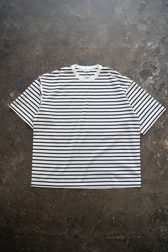 【ラスト1点】【24SS】配色バインダーネックボーダーTシャツ(BLACK)