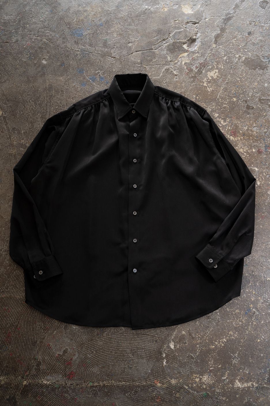 【26AW】Hush Gather L/S Shirt/ハッシュギャザーロングスリーブシャツ(BLACK)