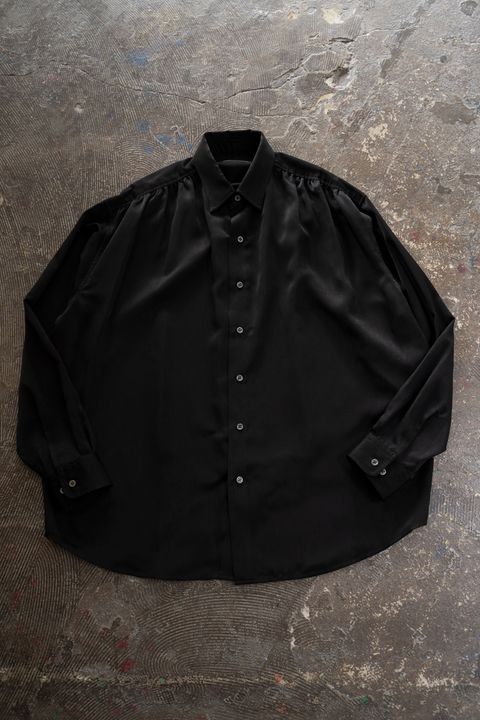 【26AW】Hush Gather L/S Shirt/ハッシュギャザーロングスリーブシャツ(BLACK)