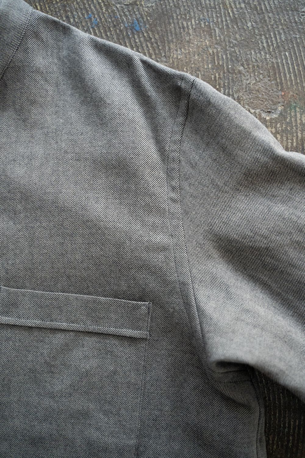 【ラスト1点】【23AW】ウール×コットンシャンブレーバンドカラーシャツ(GRAY)