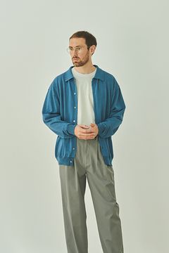 【ラスト1点】【24SS】綿×ポリエステル×リネン12Gニットカーディガン(DUSTY BLUE)