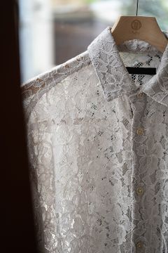 【ラスト1点】【23SS】Flower Lace L/S Shirt/フラワーレースロングスリーブシャツ(GRAY BEIGE)