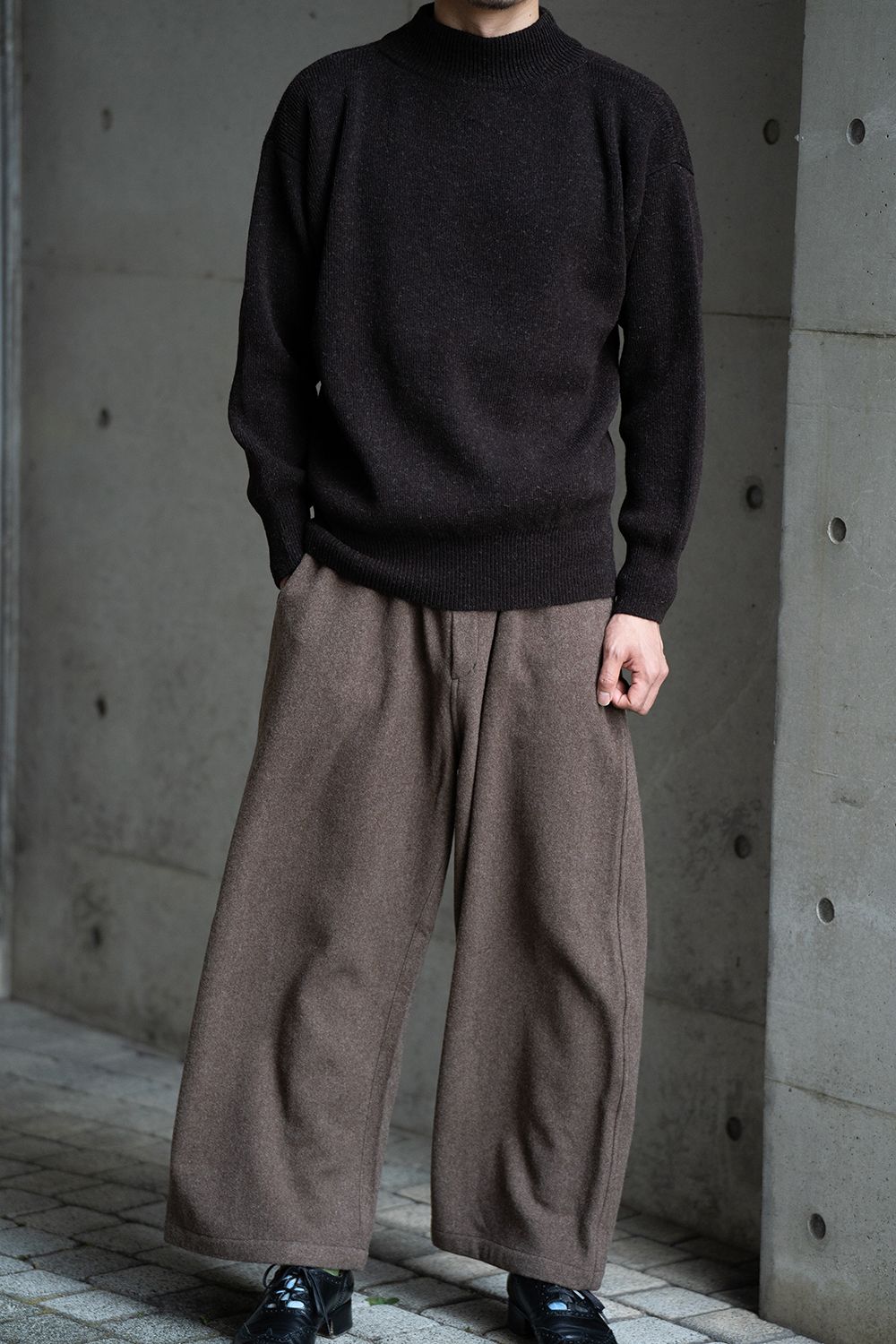 Hard twisted Shetlandwool GOB sweater(BROWN)
