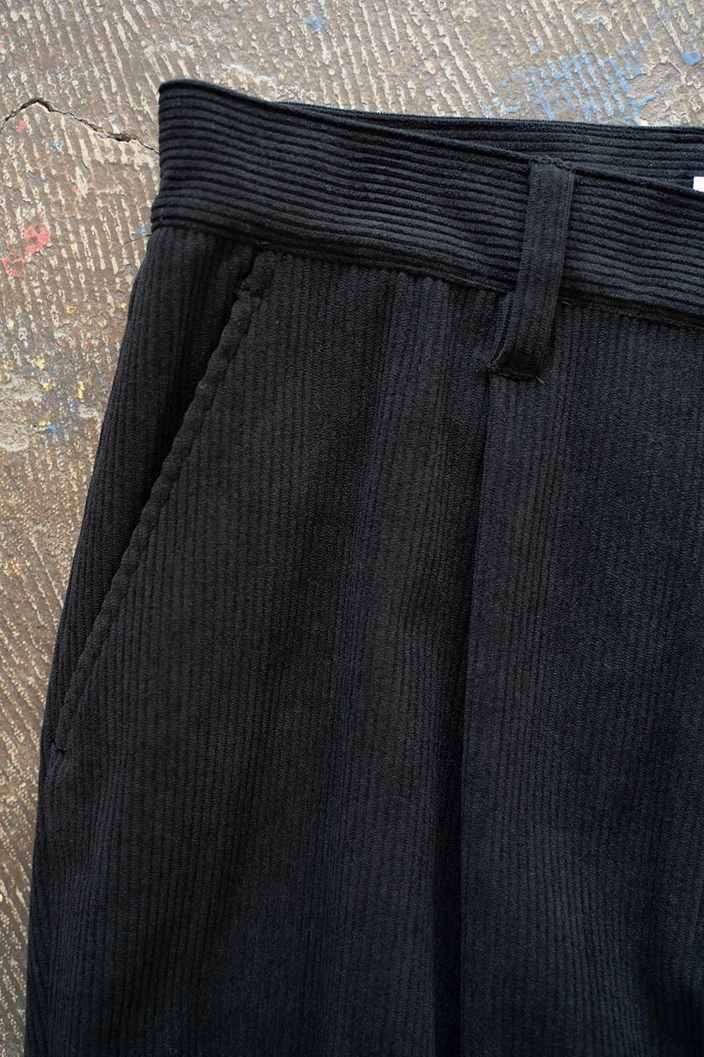 【ラスト1点】1-Tack Corduroy Bootcut Pants/1タックコーデュロイブーツカットパンツ(BLACK)