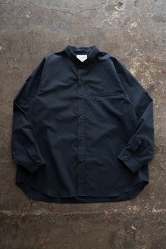 【26SS】極小襟コットン×リネンタイプライターシャツ(NAVY)