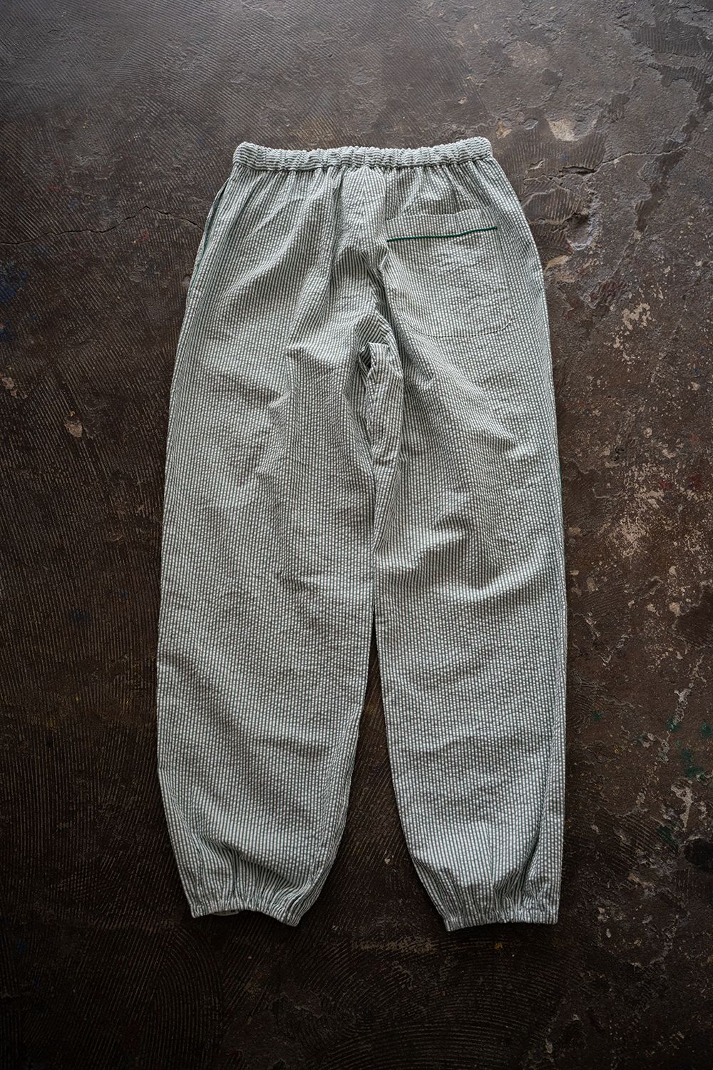 【ラスト1点】【25SS】"nite game"pajama(seersucker GREEN STRIPE)【ユニセックス】【セットアップ】