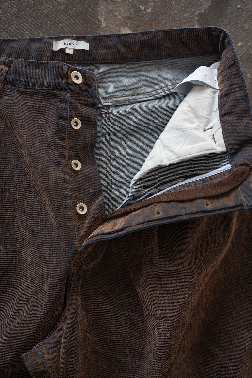 【26AW】Washed Flocked Denim Pants(FADED BROWN)