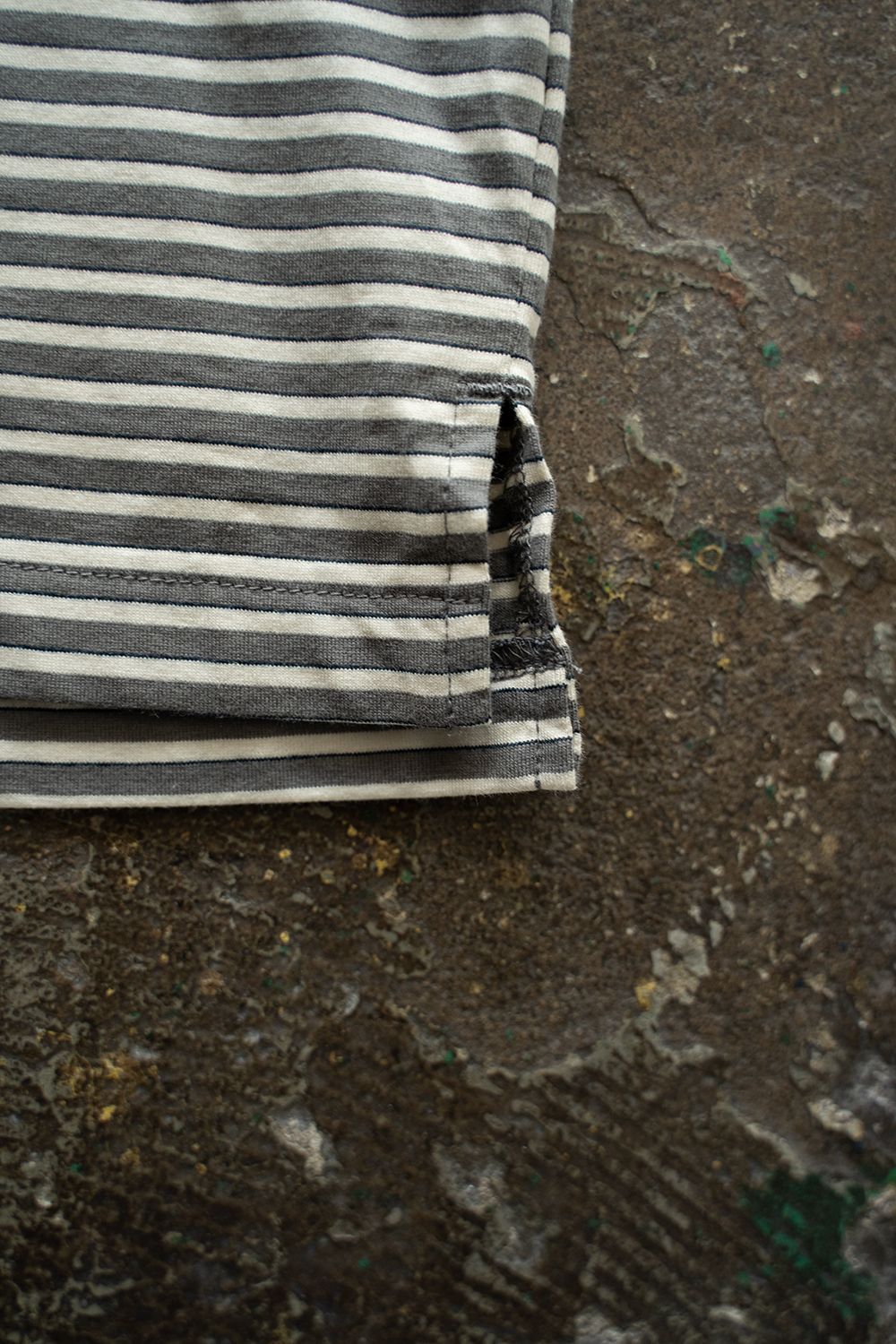 【ラスト1点】【23SS】ヘンリーネックボーダーカットソー(GRAY×WHITE)