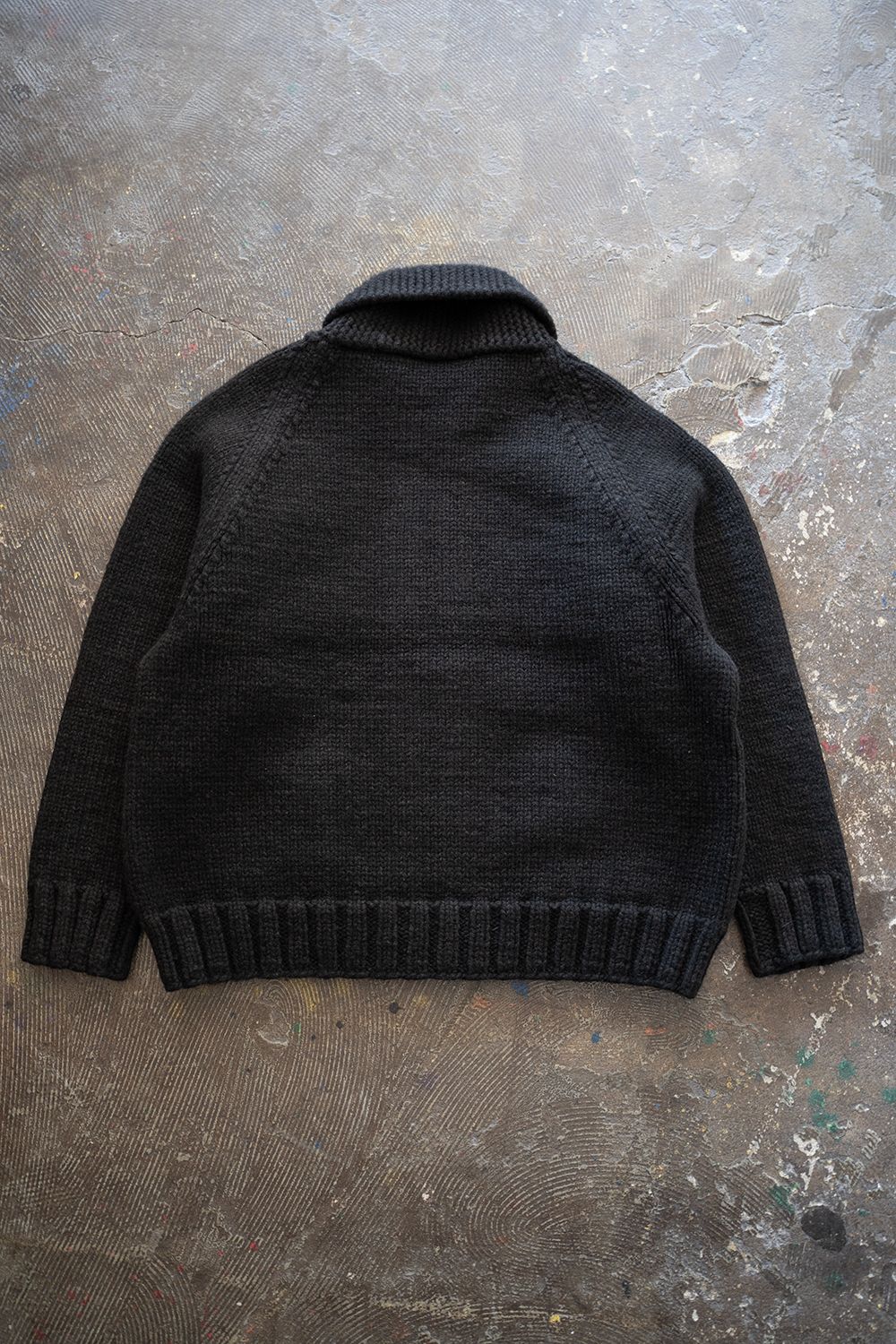 【ラスト1点】yak/lambs multi ply HAND KNITTING cowichan sweater(BLACK)