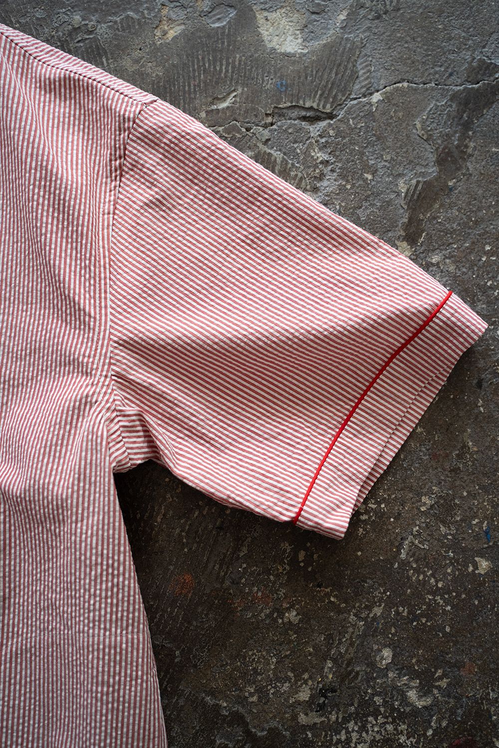 【25SS】"nite game"pajama(seersucker RED STRIPE)【ユニセックス】【セットアップ】
