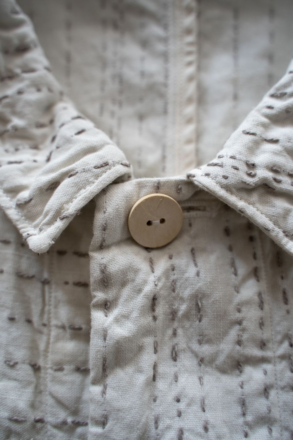 薄手刺し子織ジャケット(ベンガラ白)