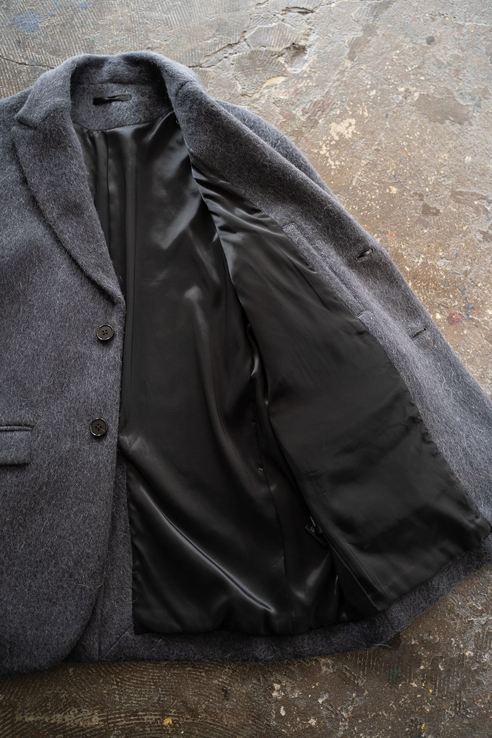 【25AW】Mohair Shaggy Long Jacket/モヘアシャギーロングジャケット(CHARCOAL)