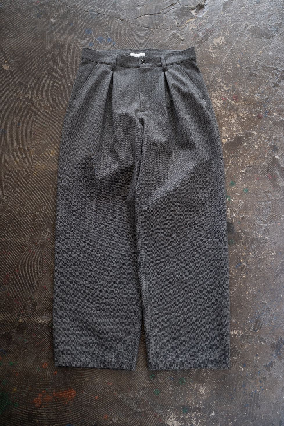 【26AW】2-Tack Herringbone Wide Slacks/2タックワイドスラックス(GRAY)