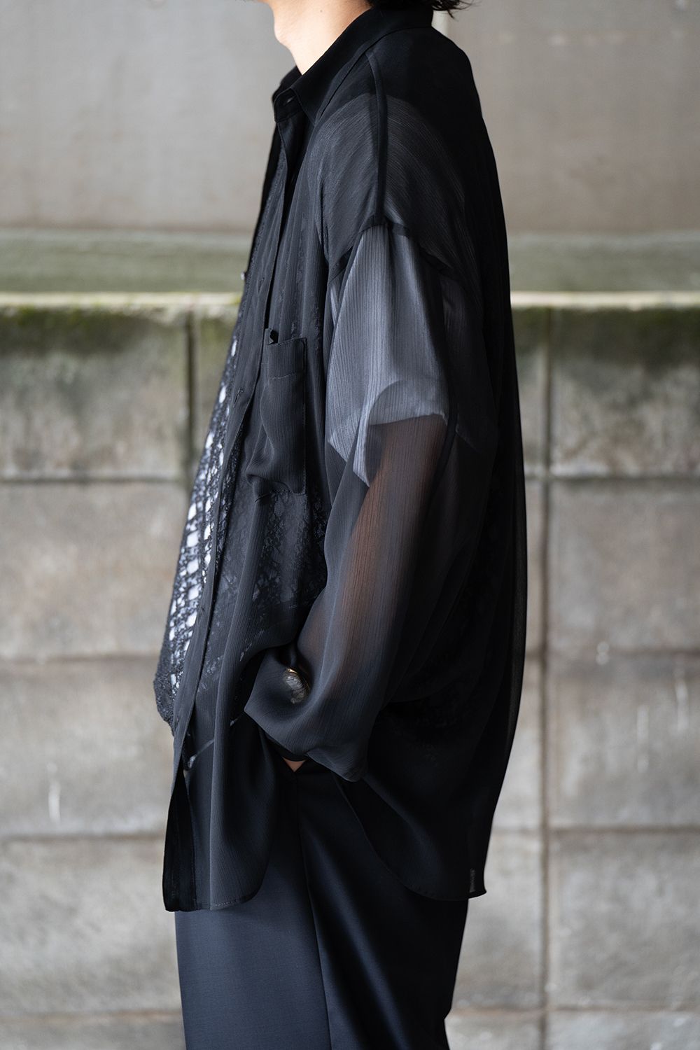 juha - 【ラスト1点】【24SS】Oversized Sheer Shirt/オーバーサイズドシアーシャツ(BLACK) | Salty