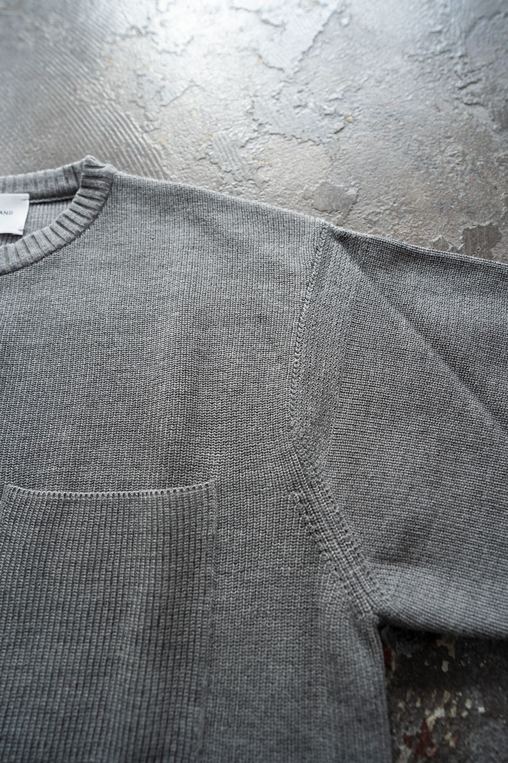 【ラスト1点】コットン×ウール畔編みニット(GRAY)