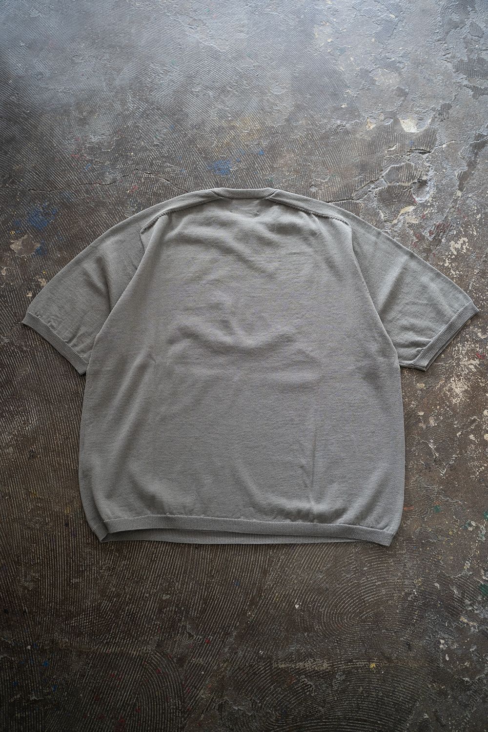 【ラスト1点】【25SS】綿×ポリエステル×リネン12GサドルスリーブニットTee(GREIGE)