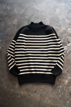【ラスト1点】Hard twisted Shetlandwool GOB sweater(BLACK×WHITE)