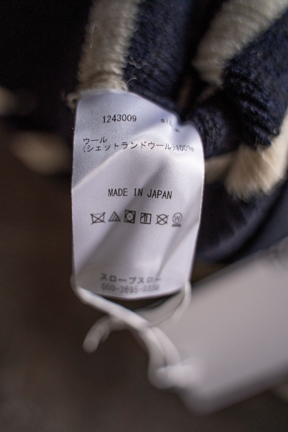 Hard twisted Shetlandwool GOB sweater(NAVY×WHITE)