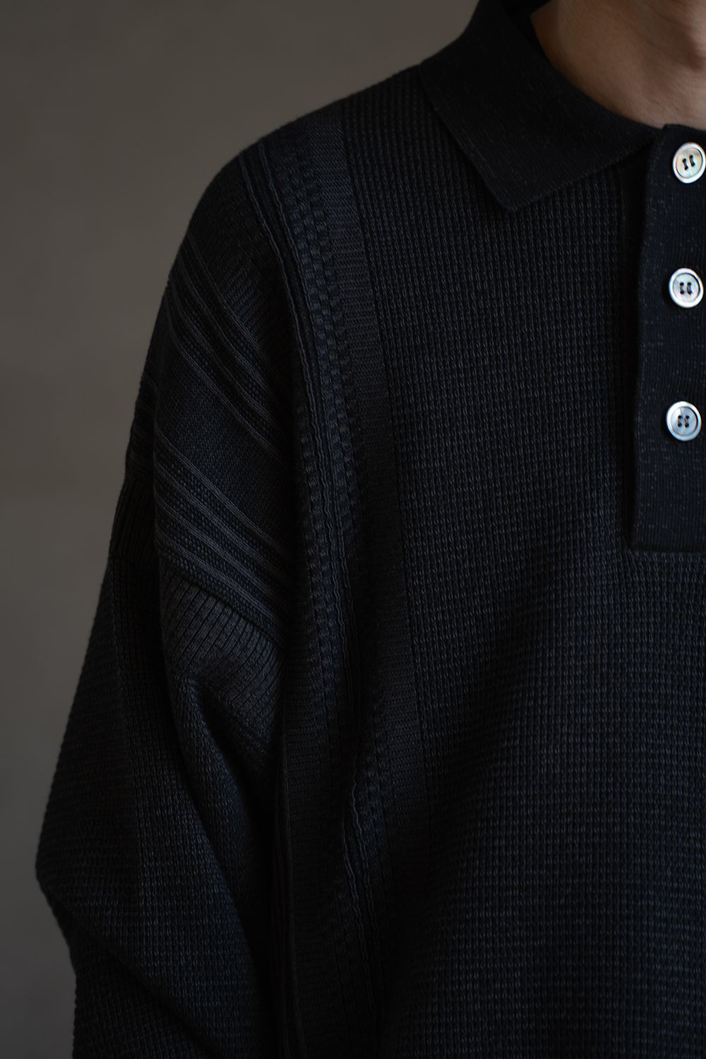【26AW】Akisame Knit Polo(BLACK)