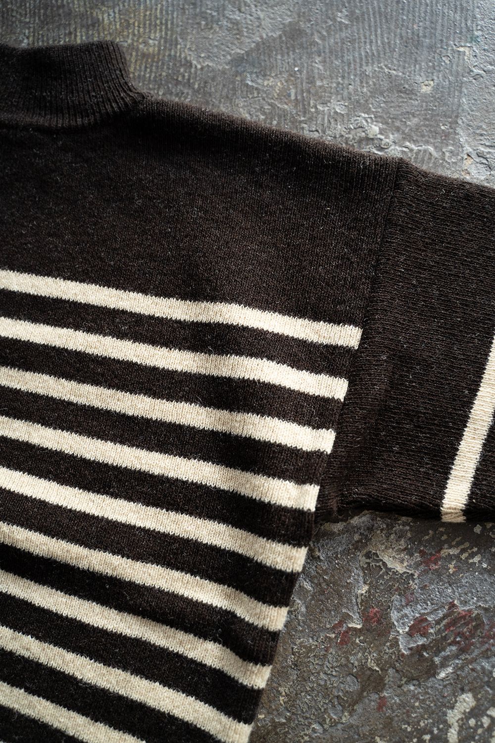 【ラスト1点】Hard twisted Shetlandwool GOB sweater(BROWN×WHITE)