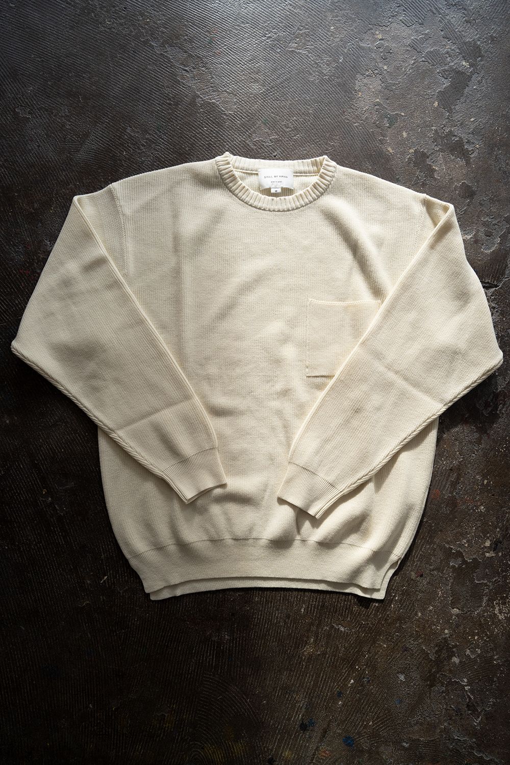 【ラスト1点】コットン×ウール畔編みニット(CREAM)