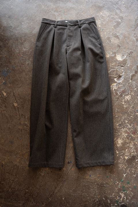 【26AW】2-Tack Herringbone Wide Slacks/2タックワイドスラックス(BROWN)