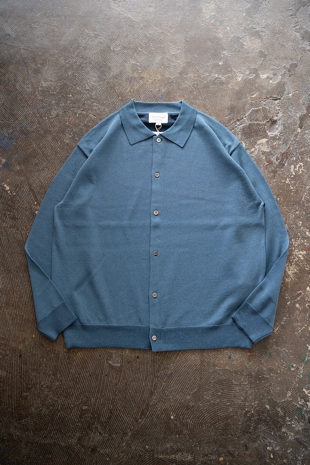 【ラスト1点】【24SS】綿×ポリエステル×リネン12Gニットカーディガン(DUSTY BLUE)
