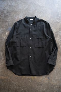 【ラスト1点】【23AW】ウール×コットンシャンブレーバンドカラーシャツ(BLACK)