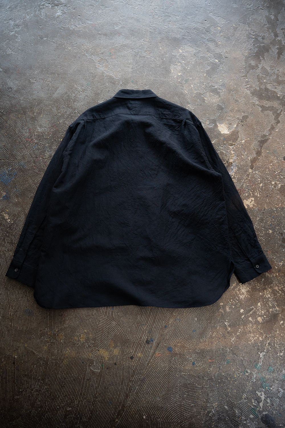 【25AW】ウール×リネンオーバーサイズシャツ(NAVY)