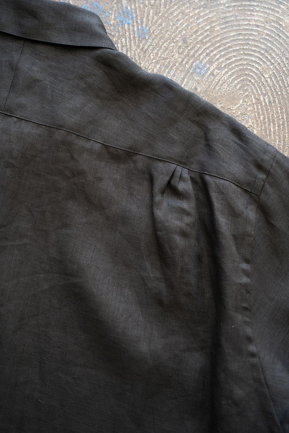 【ラスト1点】【23SS】半袖リネンレギュラーカラーシャツ(BLACK)