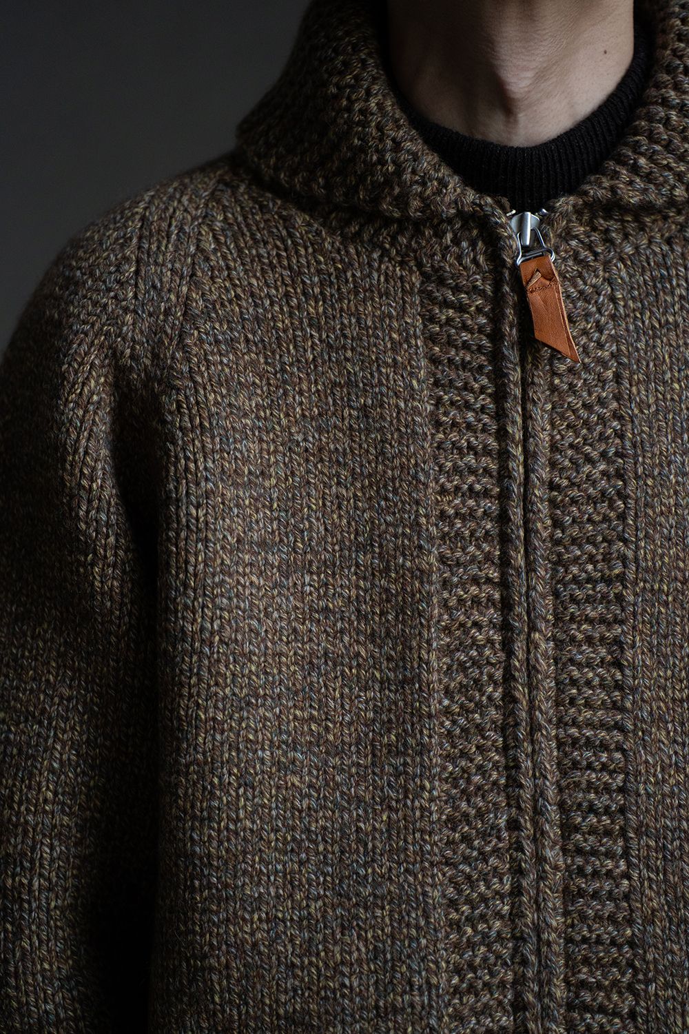 【ラスト1点】yak/lambs multi ply HAND KNITTING cowichan sweater(MARRON)