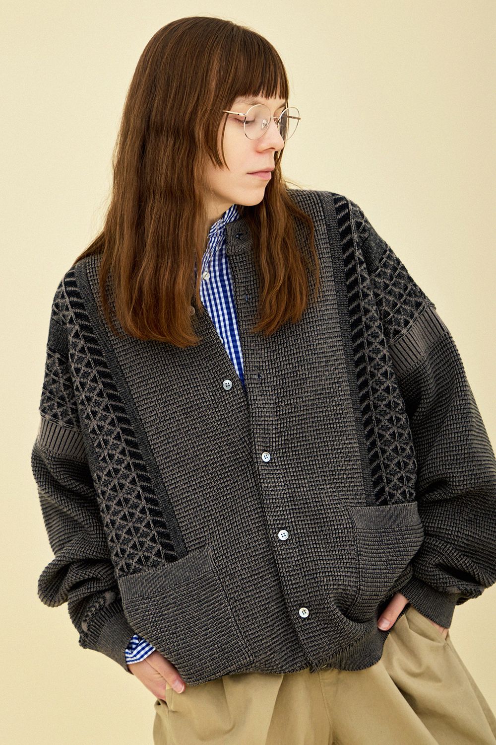 トップス YASHIKI 17AW Hakugin Cardigan (NAVY) YASHIKI - 【25AW】Ginka Cardigan(DARK NAVY) | Salty