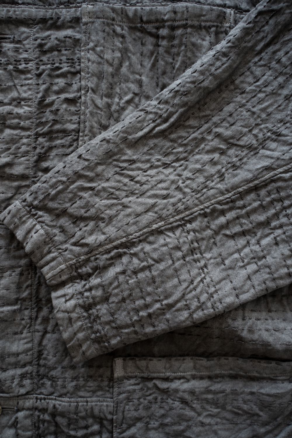 薄手刺し子織ジャケット(松煙)