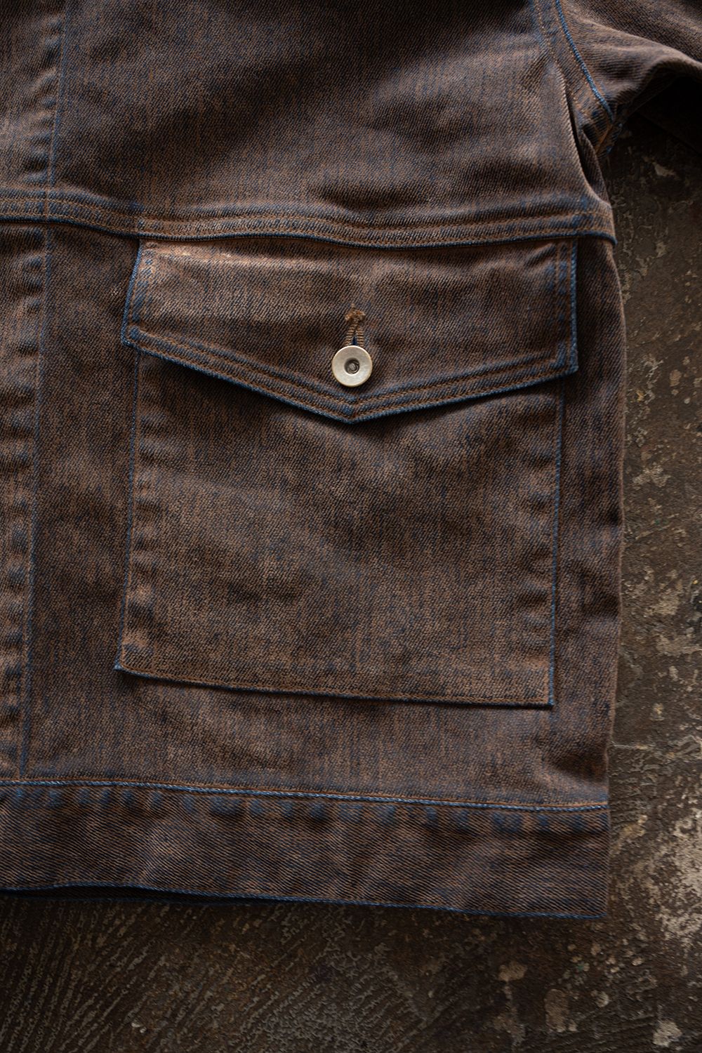 【26AW】Washed Flocked Denim Jacket(FADED BROWN)