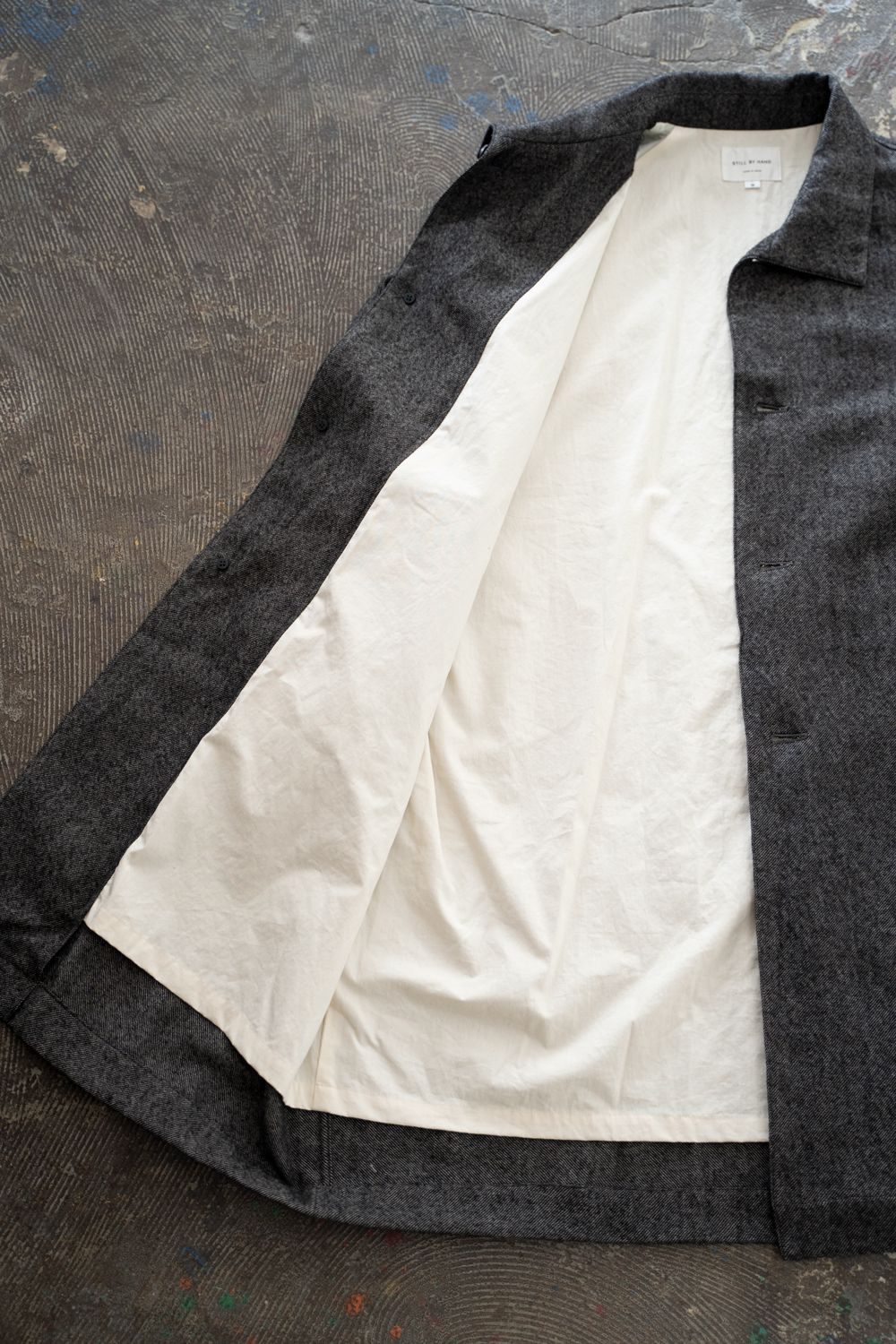 【26AW】ウール×リネンステンカラーコート(MELANGE GREY)
